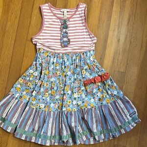 Matilda Jane Pink Striped and Floral Dress size 8